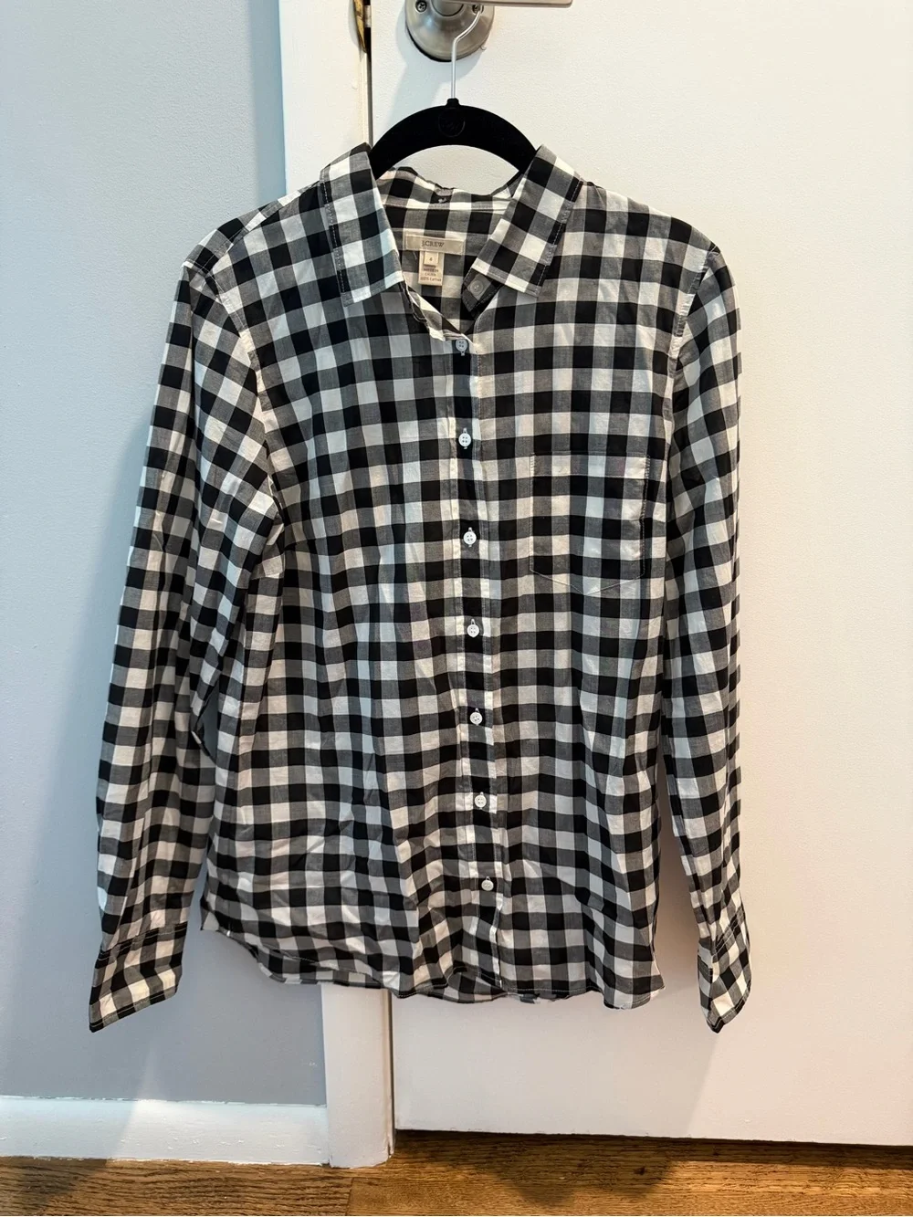 Black and White Gingham Button-Up Shirt
